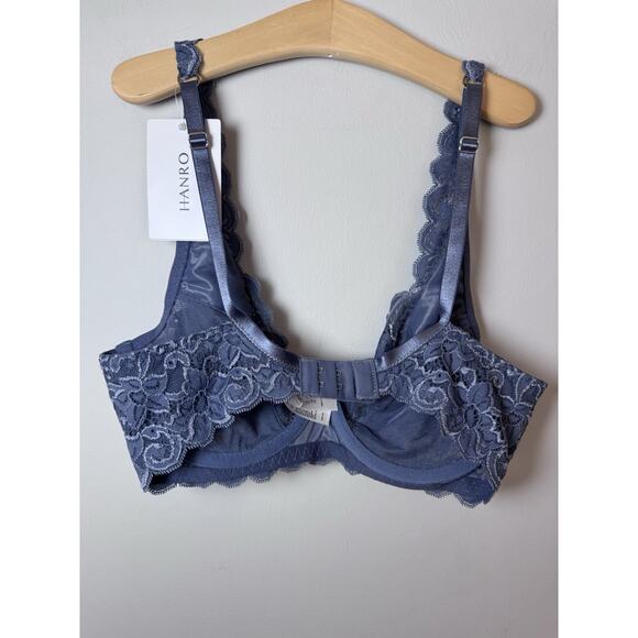Hanro Moments 1467 Underwire Bra Size 34D pigeon Blue/gray NWT $160 - Picture 12 of 12